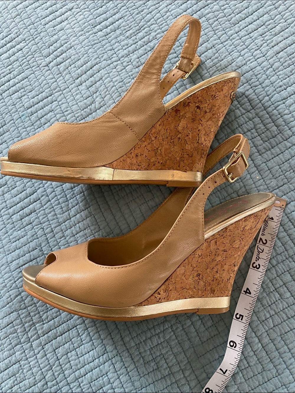 Lilly Pulitzer Tan Peep-Toe Slingback Wedges